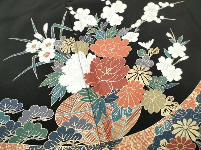 平和屋着物■豪華黒留袖　立波花籠文　宝尽くし　金彩　正絹　逸品　DABH8868qa