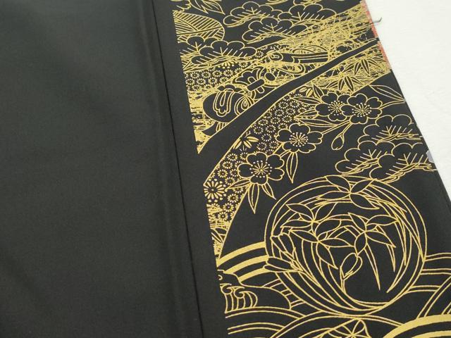 平和屋着物■豪華黒留袖　立波花籠文　宝尽くし　金彩　正絹　逸品　DABH8868qa