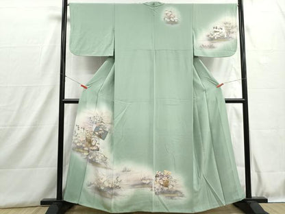 平和屋着物■訪問着　手描き　破れ色紙風景文　暈し染め　金銀彩　正絹　逸品　DABH8870qa