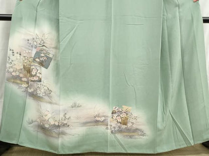 平和屋着物■訪問着　手描き　破れ色紙風景文　暈し染め　金銀彩　正絹　逸品　DABH8870qa