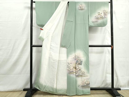 平和屋着物■訪問着　手描き　破れ色紙風景文　暈し染め　金銀彩　正絹　逸品　DABH8870qa