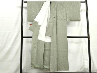 平和屋着物■上質な色無地　花唐草文　柳茶色　正絹　逸品　DABH8874qa