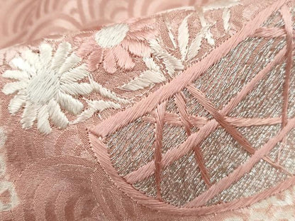 平和屋着物■上質な小紋　駒刺繍　絞り　道長花籠文　正絹　逸品　DABH8877qa