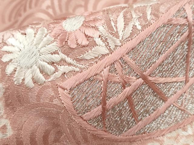 平和屋着物■上質な小紋　駒刺繍　絞り　道長花籠文　正絹　逸品　DABH8877qa