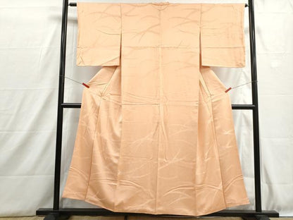 平和屋着物■上質な色無地　雪芝地紋　洒落柿色　正絹　逸品　DABH8884qa