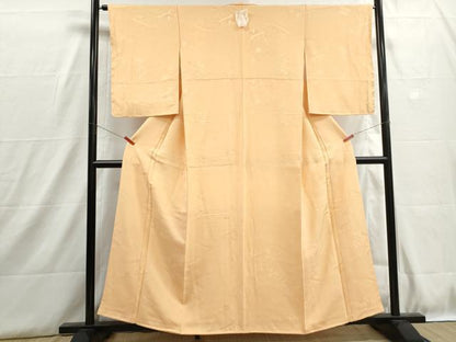 平和屋着物■上質な色無地　風景花地紋　萱草色　正絹　逸品　DABH8886qa