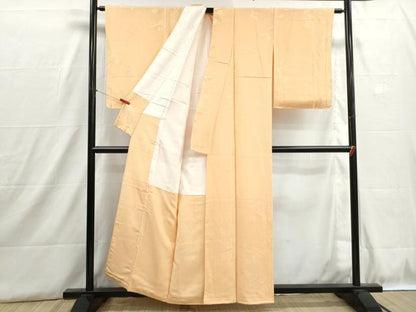 平和屋着物■上質な色無地　風景花地紋　萱草色　正絹　逸品　DABH8886qa