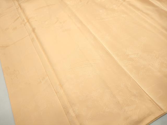 平和屋着物■上質な色無地　風景花地紋　萱草色　正絹　逸品　DABH8886qa