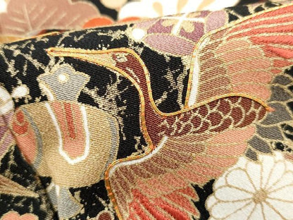 平和屋着物■豪華黒留袖　駒刺繍　宝尽くし飛鶴花文　松竹梅　金彩　正絹　逸品　DABH8888qa