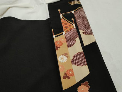 平和屋着物■豪華黒留袖　駒刺繍　宝尽くし飛鶴花文　松竹梅　金彩　正絹　逸品　DABH8888qa