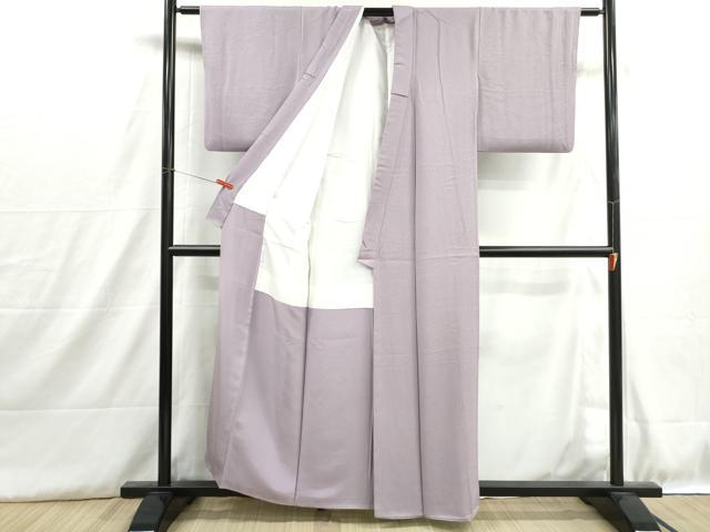平和屋着物■上質な色無地　霞地紋　白藤色　正絹　逸品　DABH8889qa