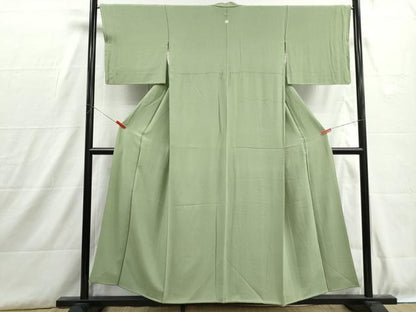平和屋着物■上質な色無地　苗色　正絹　逸品　DABH8890qa