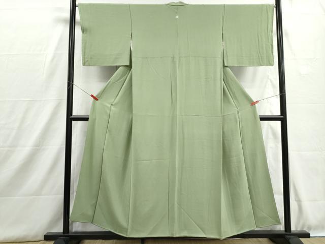 平和屋着物■上質な色無地　苗色　正絹　逸品　DABH8890qa