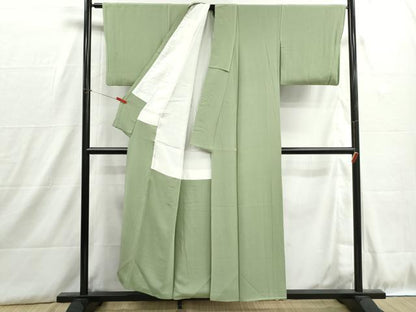 平和屋着物■上質な色無地　苗色　正絹　逸品　DABH8890qa