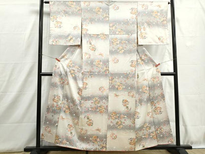 平和屋着物■上質な小紋　霞花蝶文　暈し染め　金彩　やまと誂製　正絹　逸品　DABH8891qa