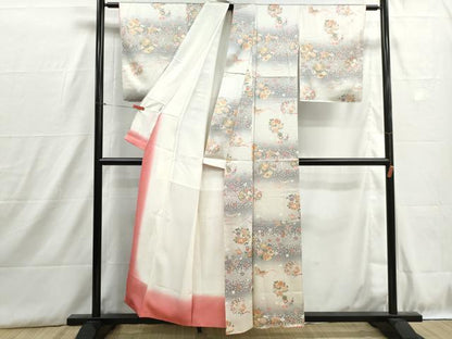 平和屋着物■上質な小紋　霞花蝶文　暈し染め　金彩　やまと誂製　正絹　逸品　DABH8891qa
