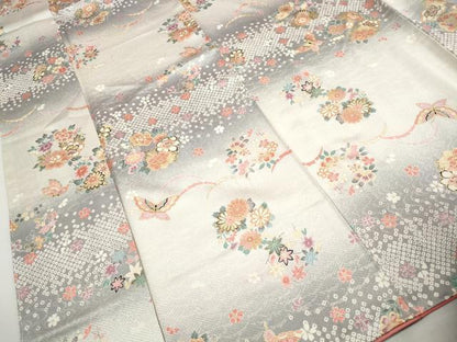 平和屋着物■上質な小紋　霞花蝶文　暈し染め　金彩　やまと誂製　正絹　逸品　DABH8891qa
