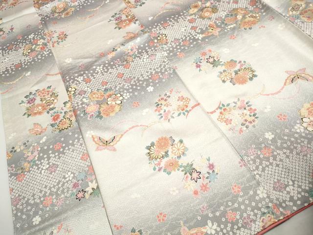 平和屋着物■上質な小紋　霞花蝶文　暈し染め　金彩　やまと誂製　正絹　逸品　DABH8891qa