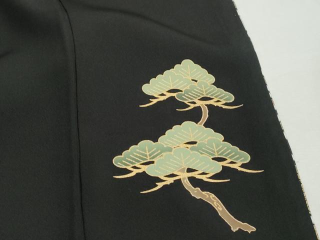平和屋着物■豪華黒留袖　地紙飛鶴渡橋花文　金彩　正絹　逸品　DABH8894qa