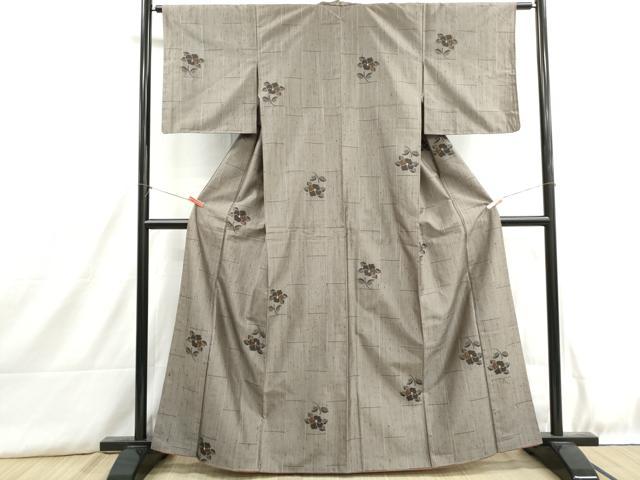 平和屋着物■上質な紬　枝椿文　正絹　逸品　DABH8896qa