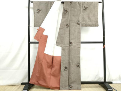 平和屋着物■上質な紬　枝椿文　正絹　逸品　DABH8896qa