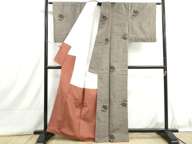平和屋着物■上質な紬　枝椿文　正絹　逸品　DABH8896qa