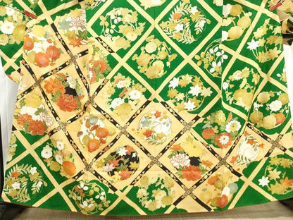 平和屋着物■豪華振袖　駒刺繍　天井花丸文　金彩　正絹　逸品　DABH8904qa