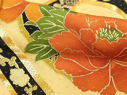 平和屋着物■豪華振袖　駒刺繍　天井花丸文　金彩　正絹　逸品　DABH8904qa