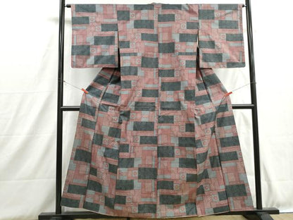 平和屋着物■本場大島紬　7マルキ　幾何学文　正絹　逸品　DABH8905qa