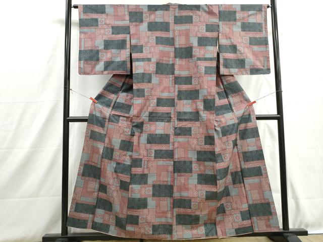 平和屋着物■本場大島紬　7マルキ　幾何学文　正絹　逸品　DABH8905qa