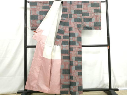 平和屋着物■本場大島紬　7マルキ　幾何学文　正絹　逸品　DABH8905qa