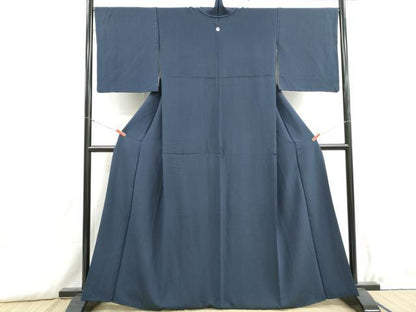 平和屋着物■上質な色無地　濃藍色　正絹　逸品　DABH8907qa