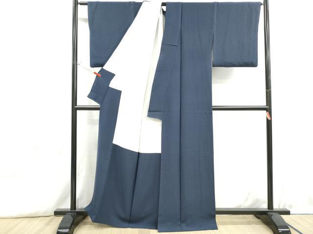 平和屋着物■上質な色無地　濃藍色　正絹　逸品　DABH8907qa