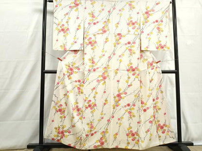 平和屋着物■上質な小紋　絞り　枝花文　饅頭菊　正絹　逸品　DABH8909qa
