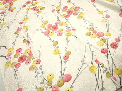 平和屋着物■上質な小紋　絞り　枝花文　饅頭菊　正絹　逸品　DABH8909qa