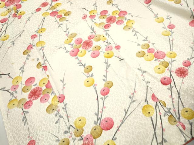 平和屋着物■上質な小紋　絞り　枝花文　饅頭菊　正絹　逸品　DABH8909qa