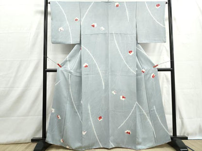 平和屋着物■上質な小紋　絞り　枝花文　正絹　逸品　DABH8911qa
