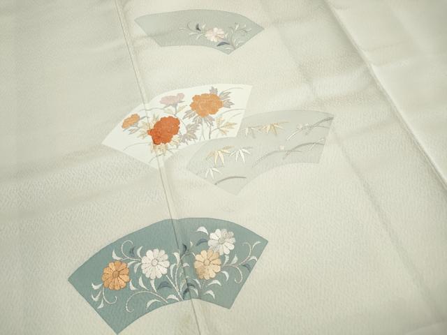 平和屋着物■訪問着　刺繍　地紙草花文　正絹　逸品　DABH8913qa