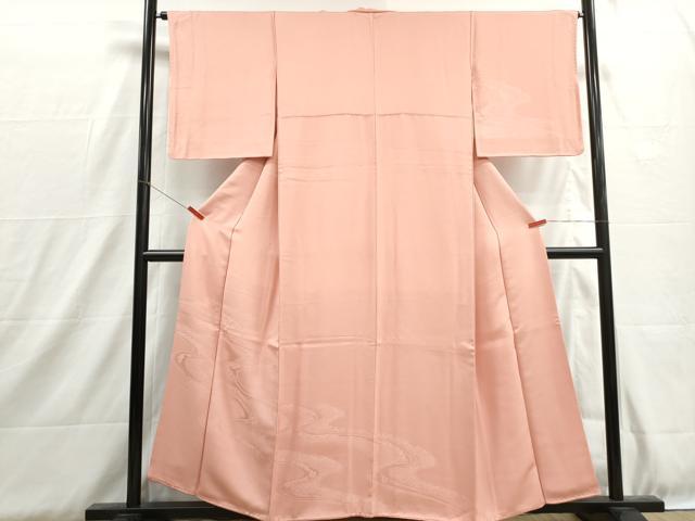 平和屋着物■無地絵羽訪問着　流水花地紋　珊瑚色　正絹　逸品　DABH8915qa