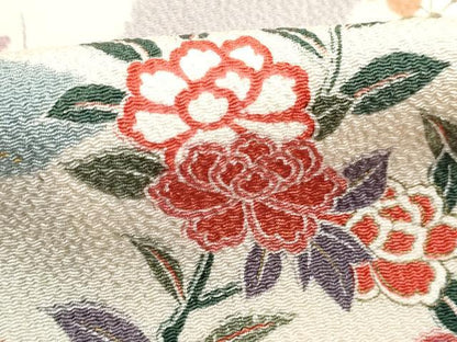平和屋着物■上質な小紋　道長花松文　金彩　鬼しぼ縮緬　正絹　逸品　DABH8916qa