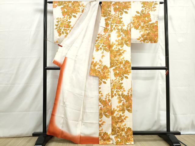 平和屋着物■上質な小紋　手描き　枝葉文　正絹　逸品　DABH8917qa