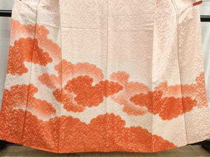 平和屋着物■訪問着　重ね雲群鶴文　暈し染め　銀糸　正絹　逸品　DABH8921qa