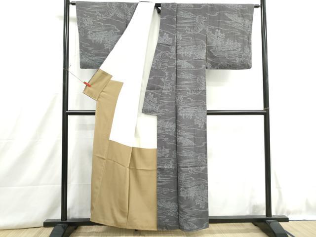 平和屋着物■江戸小紋　鮫小紋　人物風景文　正絹　逸品　DABH8922qa