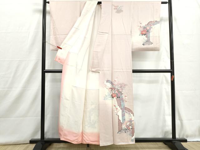 平和屋着物■訪問着　流水地紙花文　暈し染め　正絹　逸品　DABH8926qa
