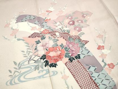 平和屋着物■訪問着　流水地紙花文　暈し染め　正絹　逸品　DABH8926qa