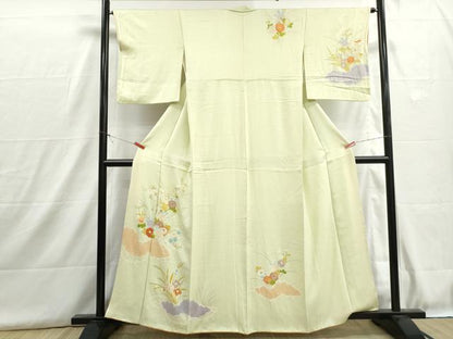 平和屋着物■訪問着　絞り　草花文　正絹　逸品　DABH8927qa