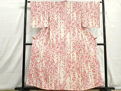 平和屋着物■上質な小紋　舞梅間道　お召縮緬　正絹　逸品　DABH8932qa