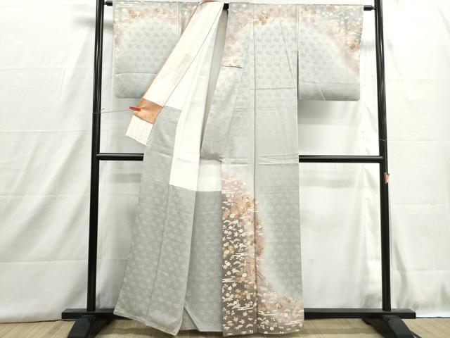 平和屋着物■訪問着　駒刺繍　御所車花文　松竹梅　暈し染め　金彩　正絹　逸品　DABH8936qa