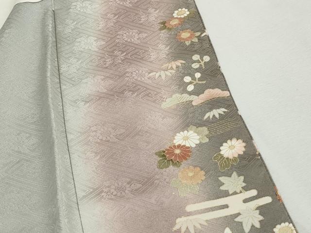平和屋着物■訪問着　駒刺繍　御所車花文　松竹梅　暈し染め　金彩　正絹　逸品　DABH8936qa