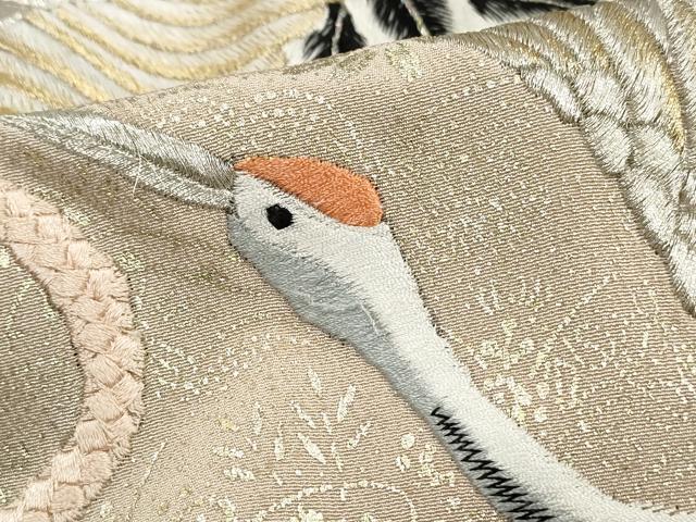 平和屋着物■豪華黒留袖　総刺繍　飛鶴文　江戸紐　暈し染め　金銀糸　正絹　逸品　DABH8937qa